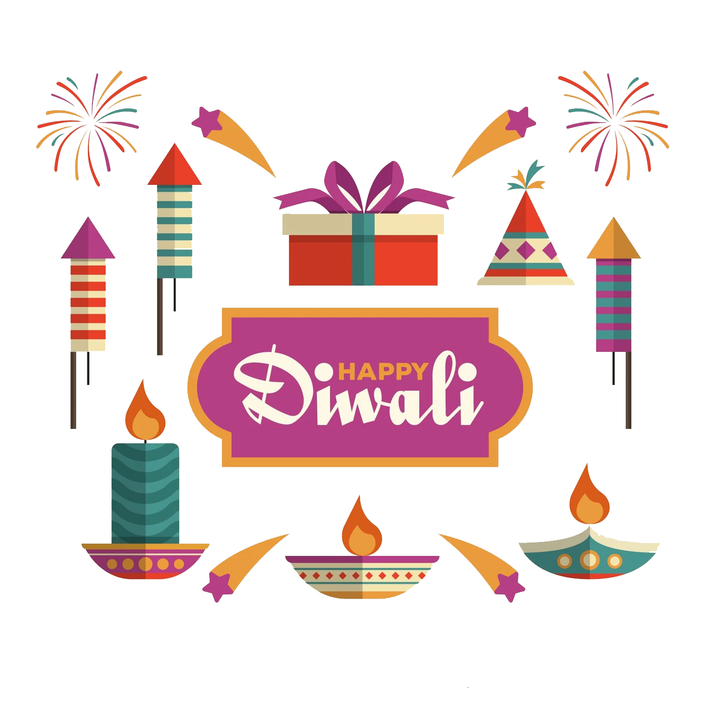 image depicting fireworks with words Happy Diwali Narbhavi Crackers Salem